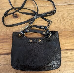 Campomaggi Hidenette Black Leather Crossbody Bag with Gold Accents